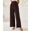 imageBTFBM Women Wide Leg Dress Pants 2025 High Waisted Button Pleated Business Casual Trousers Office Work Palazzo PantsDark Brown