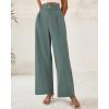 imageBTFBM Women Wide Leg Dress Pants 2025 High Waisted Button Pleated Business Casual Trousers Office Work Palazzo PantsGrey Green