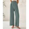 imageBTFBM Women Wide Leg Dress Pants 2025 High Waisted Button Pleated Business Casual Trousers Office Work Palazzo PantsGrey Green