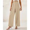 imageBTFBM Women Wide Leg Dress Pants 2025 High Waisted Button Pleated Business Casual Trousers Office Work Palazzo PantsLight Khaki
