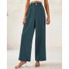 imageBTFBM Women Wide Leg Dress Pants 2025 High Waisted Button Pleated Business Casual Trousers Office Work Palazzo PantsTeal