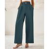 imageBTFBM Women Wide Leg Dress Pants 2025 High Waisted Button Pleated Business Casual Trousers Office Work Palazzo PantsTeal