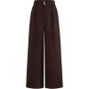 imageBTFBM Women Wide Leg Dress Pants 2025 High Waisted Button Pleated Business Casual Trousers Office Work Palazzo PantsDark Brown