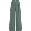 imageBTFBM Women Wide Leg Dress Pants 2025 High Waisted Button Pleated Business Casual Trousers Office Work Palazzo PantsGrey Green