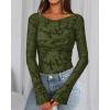 imageBTFBM Casual Long Sleeve Shirts Fall 2025 Going Out Tops for Women Trendy Floral Work Blouses Bodycon TunicsArmy Green