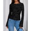 imageBTFBM Casual Long Sleeve Shirts Fall 2025 Going Out Tops for Women Trendy Floral Work Blouses Bodycon TunicsBlack