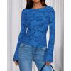 imageBTFBM Casual Long Sleeve Shirts Fall 2025 Going Out Tops for Women Trendy Floral Work Blouses Bodycon TunicsBlue