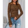imageBTFBM Casual Long Sleeve Shirts Fall 2025 Going Out Tops for Women Trendy Floral Work Blouses Bodycon TunicsBrown