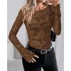imageBTFBM Casual Long Sleeve Shirts Fall 2025 Going Out Tops for Women Trendy Floral Work Blouses Bodycon TunicsBrown
