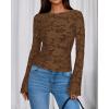 imageBTFBM Casual Long Sleeve Shirts Fall 2025 Going Out Tops for Women Trendy Floral Work Blouses Bodycon TunicsBrown