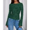 imageBTFBM Casual Long Sleeve Shirts Fall 2025 Going Out Tops for Women Trendy Floral Work Blouses Bodycon TunicsDark Green