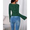 imageBTFBM Casual Long Sleeve Shirts Fall 2025 Going Out Tops for Women Trendy Floral Work Blouses Bodycon TunicsDark Green