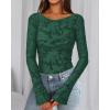 imageBTFBM Casual Long Sleeve Shirts Fall 2025 Going Out Tops for Women Trendy Floral Work Blouses Bodycon TunicsDark Green