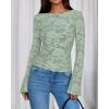 imageBTFBM Casual Long Sleeve Shirts Fall 2025 Going Out Tops for Women Trendy Floral Work Blouses Bodycon TunicsLight Green