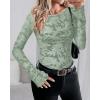 imageBTFBM Casual Long Sleeve Shirts Fall 2025 Going Out Tops for Women Trendy Floral Work Blouses Bodycon TunicsLight Green