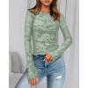 imageBTFBM Casual Long Sleeve Shirts Fall 2025 Going Out Tops for Women Trendy Floral Work Blouses Bodycon TunicsLight Green