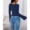 imageBTFBM Casual Long Sleeve Shirts Fall 2025 Going Out Tops for Women Trendy Floral Work Blouses Bodycon TunicsNavy Blue