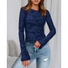 imageBTFBM Casual Long Sleeve Shirts Fall 2025 Going Out Tops for Women Trendy Floral Work Blouses Bodycon TunicsNavy Blue