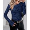 imageBTFBM Casual Long Sleeve Shirts Fall 2025 Going Out Tops for Women Trendy Floral Work Blouses Bodycon TunicsNavy Blue