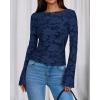 imageBTFBM Casual Long Sleeve Shirts Fall 2025 Going Out Tops for Women Trendy Floral Work Blouses Bodycon TunicsNavy Blue