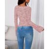 imageBTFBM Casual Long Sleeve Shirts Fall 2025 Going Out Tops for Women Trendy Floral Work Blouses Bodycon TunicsPink