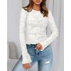 imageBTFBM Casual Long Sleeve Shirts Fall 2025 Going Out Tops for Women Trendy Floral Work Blouses Bodycon TunicsWhite