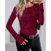 imageBTFBM Casual Long Sleeve Shirts Fall 2025 Going Out Tops for Women Trendy Floral Work Blouses Bodycon TunicsWine Red