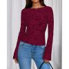 imageBTFBM Casual Long Sleeve Shirts Fall 2025 Going Out Tops for Women Trendy Floral Work Blouses Bodycon TunicsWine Red
