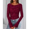 imageBTFBM Casual Long Sleeve Shirts Fall 2025 Going Out Tops for Women Trendy Floral Work Blouses Bodycon TunicsWine Red