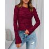 imageBTFBM Casual Long Sleeve Shirts Fall 2025 Going Out Tops for Women Trendy Floral Work Blouses Bodycon TunicsWine Red