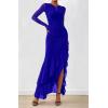 imageBTFBM Womens Maxi Dresses Fall 2025 Long Sleeve Ruched Bodycon Solid Ruffle Mermaid Cocktail Wedding Guest DressRoyal Blue