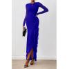 imageBTFBM Womens Maxi Dresses Fall 2025 Long Sleeve Ruched Bodycon Solid Ruffle Mermaid Cocktail Wedding Guest DressRoyal Blue
