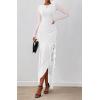 imageBTFBM Womens Maxi Dresses Fall 2025 Long Sleeve Ruched Bodycon Solid Ruffle Mermaid Cocktail Wedding Guest DressWhite