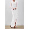 imageBTFBM Womens Maxi Dresses Fall 2025 Long Sleeve Ruched Bodycon Solid Ruffle Mermaid Cocktail Wedding Guest DressWhite