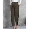imageBTFBM Work Pants Women Business Casual Outfits Fall 2025 Elastic High Waist Dress Trousers Pockets Long Tapered SlacksArmy Green