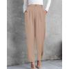 imageBTFBM Work Pants Women Business Casual Outfits Fall 2025 Elastic High Waist Dress Trousers Pockets Long Tapered SlacksBeige