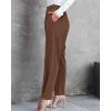 imageBTFBM Work Pants Women Business Casual Outfits Fall 2025 Elastic High Waist Dress Trousers Pockets Long Tapered SlacksBrown