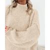 imageBTFBM Sweaters for Women Fall 2025 Long Sleeve Mock Neck Cable Knit Oversized Sweater Pullover Tops Thick Winter ClothesApricot