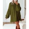 imageBTFBM Sweaters for Women Fall 2025 Long Sleeve Mock Neck Cable Knit Oversized Sweater Pullover Tops Thick Winter ClothesArmy Green