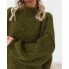 imageBTFBM Sweaters for Women Fall 2025 Long Sleeve Mock Neck Cable Knit Oversized Sweater Pullover Tops Thick Winter ClothesArmy Green