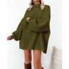 imageBTFBM Sweaters for Women Fall 2025 Long Sleeve Mock Neck Cable Knit Oversized Sweater Pullover Tops Thick Winter ClothesArmy Green