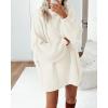 imageBTFBM Sweaters for Women Fall 2025 Long Sleeve Mock Neck Cable Knit Oversized Sweater Pullover Tops Thick Winter ClothesBeige White