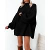imageBTFBM Sweaters for Women Fall 2025 Long Sleeve Mock Neck Cable Knit Oversized Sweater Pullover Tops Thick Winter ClothesBlack