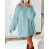 imageBTFBM Sweaters for Women Fall 2025 Long Sleeve Mock Neck Cable Knit Oversized Sweater Pullover Tops Thick Winter ClothesBright Lake Blue