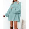 imageBTFBM Sweaters for Women Fall 2025 Long Sleeve Mock Neck Cable Knit Oversized Sweater Pullover Tops Thick Winter ClothesBright Lake Blue