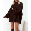 imageBTFBM Sweaters for Women Fall 2025 Long Sleeve Mock Neck Cable Knit Oversized Sweater Pullover Tops Thick Winter ClothesBrown
