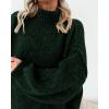 imageBTFBM Sweaters for Women Fall 2025 Long Sleeve Mock Neck Cable Knit Oversized Sweater Pullover Tops Thick Winter ClothesDark Green