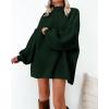imageBTFBM Sweaters for Women Fall 2025 Long Sleeve Mock Neck Cable Knit Oversized Sweater Pullover Tops Thick Winter ClothesDark Green