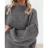 imageBTFBM Sweaters for Women Fall 2025 Long Sleeve Mock Neck Cable Knit Oversized Sweater Pullover Tops Thick Winter ClothesGrey