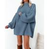 imageBTFBM Sweaters for Women Fall 2025 Long Sleeve Mock Neck Cable Knit Oversized Sweater Pullover Tops Thick Winter ClothesGrey Blue